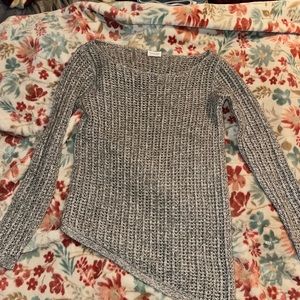 Club Monaco Italian cashmere grey bi/cut cable knit sweater